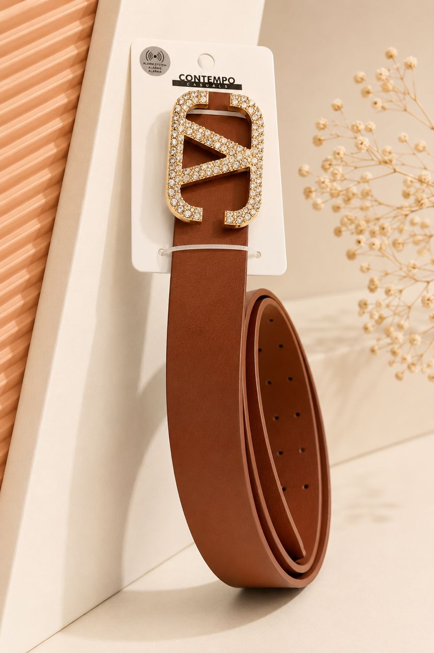 CEINTURE V MARRON CLAIRE